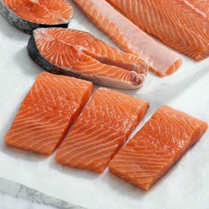Fresh Sashimi-Grade Atlantic Salmon Cube in Individual Vacuum Pack