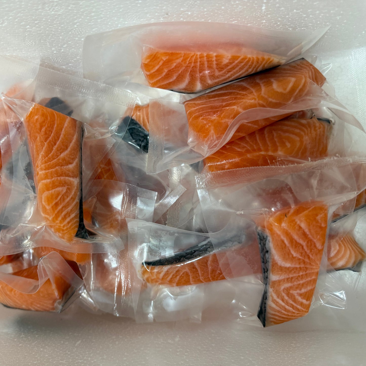 Fresh Sashimi-Grade Atlantic Salmon Cube in Individual Vacuum Pack